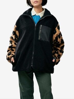 Sundae School Milk Tea Boba Fleece Zip Up Jacket - Floral Pattern